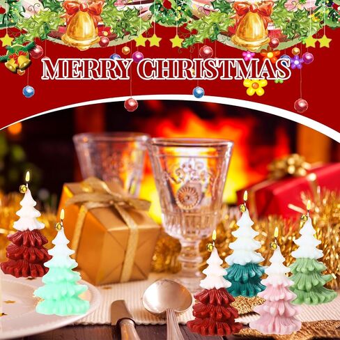 MTLEE 6 Pcs Christmas Tree Shaped Scented Candles for Home 3.7 Inches Xmas Scented Candles Gift Sets 5 Colors Fragrance Christmas Novelty Candle for Wedding Eve Holiday Dinner Party Supplies in Saudi Arabia