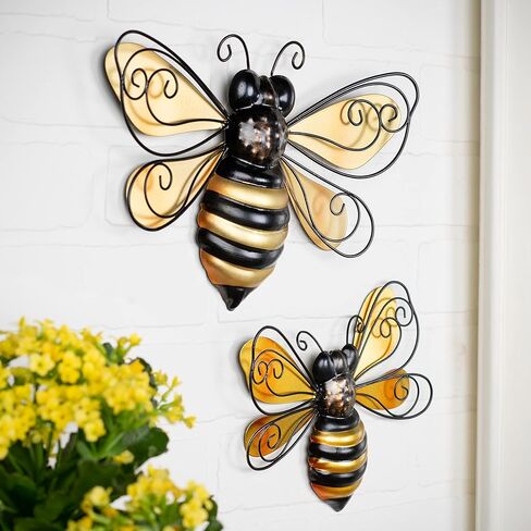 Giftcraft Metal Bee Wall Decor Set of 2, Bee Metal Wall Decor, Bee Metal Wall Art, Wall Decor for Living Room, Bedroom, Bathroom, Farmhouse, Metal Home Decor Wall Sculpture in Kuwait