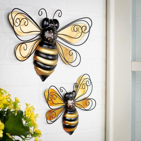 Giftcraft Metal Bee Wall Decor Set of 2, Bee Metal Wall Decor, Bee Metal Wall Art, Wall Decor for Living Room, Bedroom, Bathroom, Farmhouse, Metal Home Decor Wall Sculpture in Kuwait