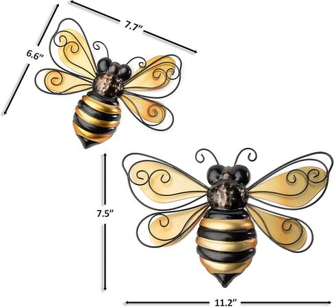 Giftcraft Metal Bee Wall Decor Set of 2, Bee Metal Wall Decor, Bee Metal Wall Art, Wall Decor for Living Room, Bedroom, Bathroom, Farmhouse, Metal Home Decor Wall Sculpture in Kuwait