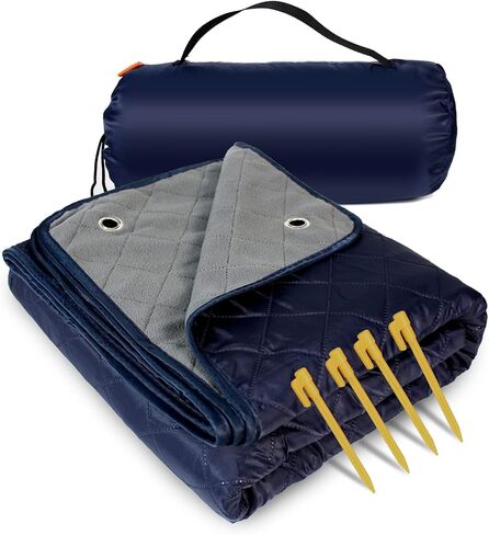 Waterproof Outdoor Blankets for Sports Events,Picnic,Camping Hiking and Travel(Navy&Grey) in Kuwait