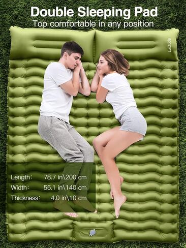 وسادة نوم فاخرة للتخييم، مرتبة تخييم سميكة 4 بوصات، وسادة نوم مزدوجة لشخصين، مرتبة تخييم كوين قابلة للنفخ مع مضخة قدم، حصيرة هوائية للبالغين - حقيبة الظهر/السفر بالسيارة/المشي لمسافات طويلة in Kuwait