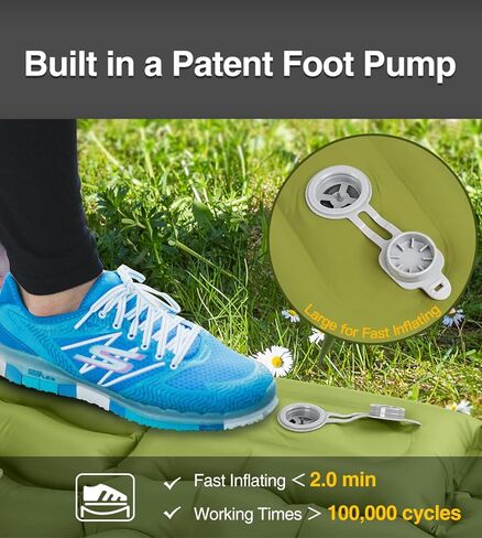 وسادة نوم فاخرة للتخييم، مرتبة تخييم سميكة 4 بوصات، وسادة نوم مزدوجة لشخصين، مرتبة تخييم كوين قابلة للنفخ مع مضخة قدم، حصيرة هوائية للبالغين - حقيبة الظهر/السفر بالسيارة/المشي لمسافات طويلة in Kuwait