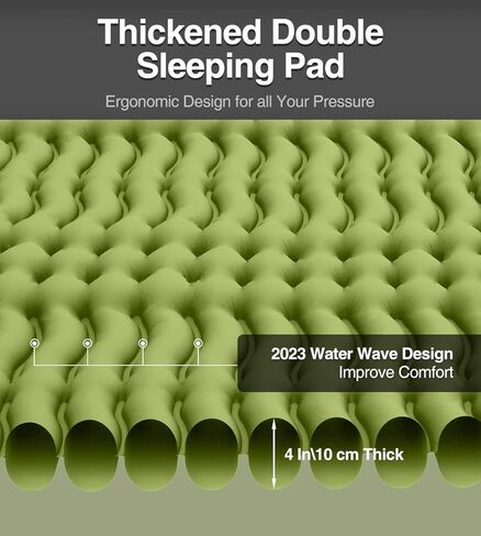 وسادة نوم فاخرة للتخييم، مرتبة تخييم سميكة 4 بوصات، وسادة نوم مزدوجة لشخصين، مرتبة تخييم كوين قابلة للنفخ مع مضخة قدم، حصيرة هوائية للبالغين - حقيبة الظهر/السفر بالسيارة/المشي لمسافات طويلة in Kuwait