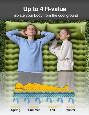 وسادة نوم فاخرة للتخييم، مرتبة تخييم سميكة 4 بوصات، وسادة نوم مزدوجة لشخصين، مرتبة تخييم كوين قابلة للنفخ مع مضخة قدم، حصيرة هوائية للبالغين - حقيبة الظهر/السفر بالسيارة/المشي لمسافات طويلة in Kuwait