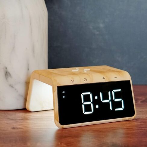 ساعة منبه رقمية PowerTrio ثنائية الوضع من Limitless مع شاحن لاسلكي وإضاءة LED ذات 9 أوضاع (أزرق رقيق) in Kuwait