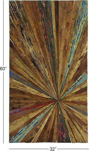 Deco 79 Rustic Teak Wood Abstract Wall Decor, 39" x 1" x 18", Brown in Kuwait