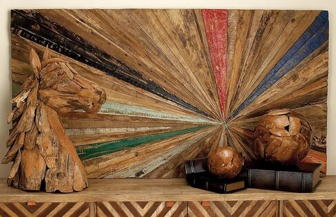 Deco 79 Rustic Teak Wood Abstract Wall Decor, 39" x 1" x 18", Brown in Kuwait