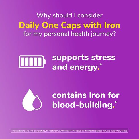 Twinlab Daily One Caps with Iron - Daily Multivitamin for Women & Men with 26 Essential Vitamins and Minerals - Vitamins for Energy, Immune Support, Stress Relief, Mood Boost, Eye Health, 180 Caps in Saudi Arabia