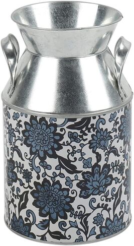 PHILPETY شابي شيك أنيق مصمم علبة حليب مجلفن بلمسة نهائية معدنية مزهرية ريفية بدائية حامل زهور مزخرف، 8.7 بوصة ارتفاع in Kuwait