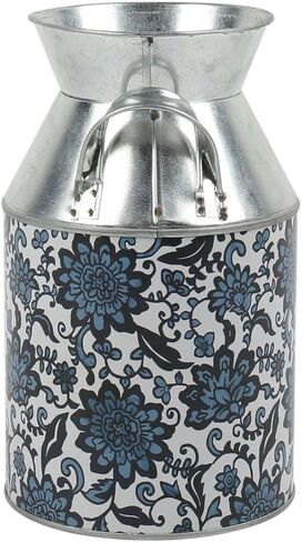 PHILPETY شابي شيك أنيق مصمم علبة حليب مجلفن بلمسة نهائية معدنية مزهرية ريفية بدائية حامل زهور مزخرف، 8.7 بوصة ارتفاع in Kuwait