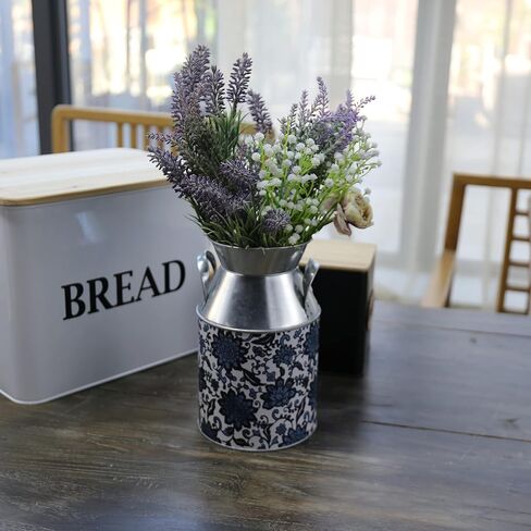 PHILPETY شابي شيك أنيق مصمم علبة حليب مجلفن بلمسة نهائية معدنية مزهرية ريفية بدائية حامل زهور مزخرف، 8.7 بوصة ارتفاع in Kuwait