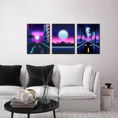قماش كبير جدار الفن لغرفة المعيشة حجم كبير 20x30inchx3 لوحة مؤطرة الأرجواني جدار ديكور ملصقات باردة النساء الصبي في سن المراهقة غرفة ديكور غرفة نوم ديكور للرجال الفتيات مكتب ديكور للنساء الرجال الرجعية خمر in Saudi Arabia