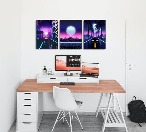 قماش كبير جدار الفن لغرفة المعيشة حجم كبير 20x30inchx3 لوحة مؤطرة الأرجواني جدار ديكور ملصقات باردة النساء الصبي في سن المراهقة غرفة ديكور غرفة نوم ديكور للرجال الفتيات مكتب ديكور للنساء الرجال الرجعية خمر in Saudi Arabia