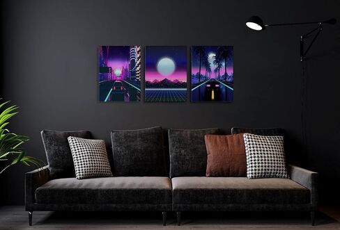 قماش كبير جدار الفن لغرفة المعيشة حجم كبير 20x30inchx3 لوحة مؤطرة الأرجواني جدار ديكور ملصقات باردة النساء الصبي في سن المراهقة غرفة ديكور غرفة نوم ديكور للرجال الفتيات مكتب ديكور للنساء الرجال الرجعية خمر in Saudi Arabia