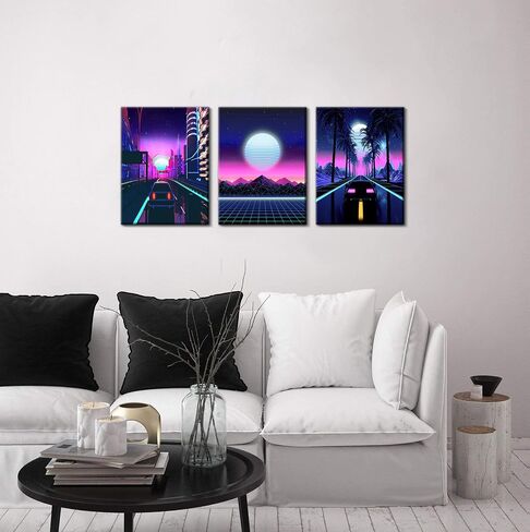 قماش كبير جدار الفن لغرفة المعيشة حجم كبير 20x30inchx3 لوحة مؤطرة الأرجواني جدار ديكور ملصقات باردة النساء الصبي في سن المراهقة غرفة ديكور غرفة نوم ديكور للرجال الفتيات مكتب ديكور للنساء الرجال الرجعية خمر in Saudi Arabia