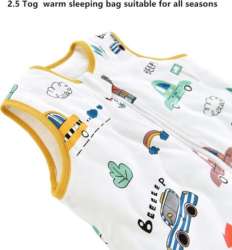 Chilsuessy Baby Sleeping Sack with Legs Toddler and Early Walker Baby Wearable Blanket 100% Cotton Sleeping Bag with feet for Boys and Girls, Forest Animals/2.5 Tog, 70cm/6 Month-1 T in Kuwait