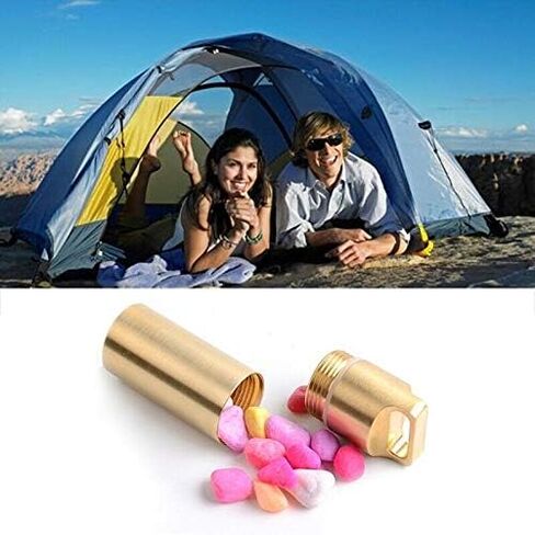 Waterproof Pill Box BE-TOOL 1Pcs Small Pocket Pill Container Metal Portable Travel Pill Holder for Keychain Pill Fob Gold Small in Saudi Arabia