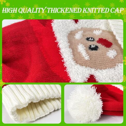 Asikkon Christmas Elf Knitted Hat for Baby Xmas Baby Beanie Knit Hat Cute Santa Winter Warm Hat for Boys Girls Gifts in Kuwait