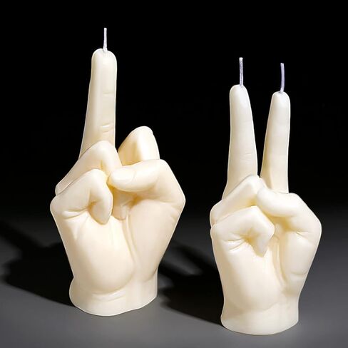 2 Pieces Middle Finger Candles Hand Candles Victory Gesture Candle Teen Room Decor Candle Aesthetic Funny White Candle for Office, House, Room Supplies and Decorations in Saudi Arabia