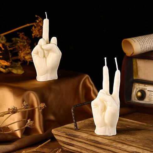 2 Pieces Middle Finger Candles Hand Candles Victory Gesture Candle Teen Room Decor Candle Aesthetic Funny White Candle for Office, House, Room Supplies and Decorations in Saudi Arabia