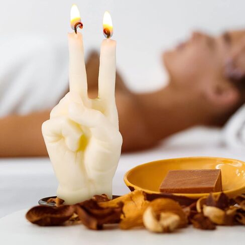 2 Pieces Middle Finger Candles Hand Candles Victory Gesture Candle Teen Room Decor Candle Aesthetic Funny White Candle for Office, House, Room Supplies and Decorations in Saudi Arabia