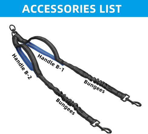 Dual Dog Leash | Hands Free Dog Leash 2 Dogs | Double Dog Leash for Walking & Training & Hiking | Comfortable Shock Absorbing Reflective | 360°Swivel 2 Dog Coupler | No Pull Y Dog Leash (Coupler Only) in Kuwait