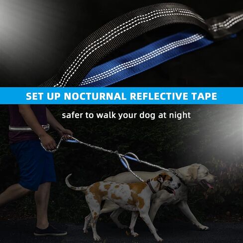 Dual Dog Leash | Hands Free Dog Leash 2 Dogs | Double Dog Leash for Walking & Training & Hiking | Comfortable Shock Absorbing Reflective | 360°Swivel 2 Dog Coupler | No Pull Y Dog Leash (Coupler Only) in Kuwait