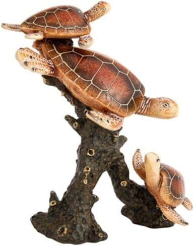 Sea Turtle Statue Triple Turtles Swimming on a Coral Reef Base Sea Coral Decor for Home Tabletop Collection (Green) in Saudi Arabia