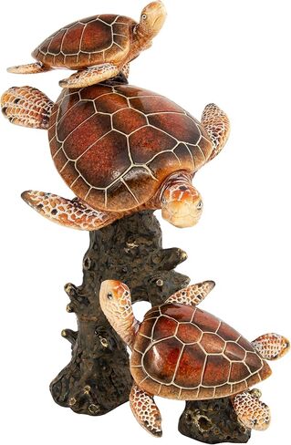 Sea Turtle Statue Triple Turtles Swimming on a Coral Reef Base Sea Coral Decor for Home Tabletop Collection (Green) in Saudi Arabia