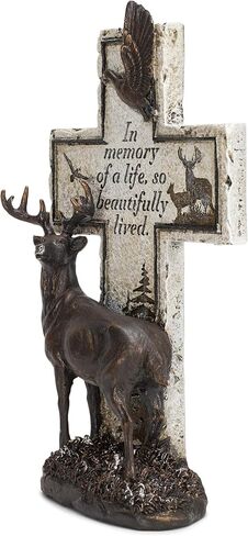 Napco Deer Cross Bronze Tone and Ivory 12.5 Inches Polyresin Sentimental Memorial Plaque in Kuwait