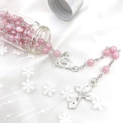 12 قطعة من مسبحة المعمودية سيدة غوادالوبي اللؤلؤية في زجاجة زجاجية Recuerdos de Bautizo First Communion Sweet 15 هدية لحفلة عيد الميلاد للأولاد والبنات (ذهبي) in Kuwait
