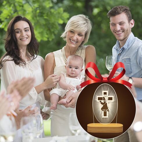 YuanDian Baptism Gift for Girls, Wooden Lamp Cross Night Light, Kids Decoration Novelty Lamp USB Power Bedroom Decor Christening Dedication Gift Godparents Gifts for Baptism in Saudi Arabia