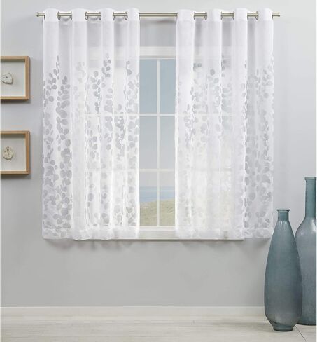Exclusive Home Wilshire Burnout Sheer Grommet Top Curtain Panel Pair, 54"x84", Winter White in Saudi Arabia