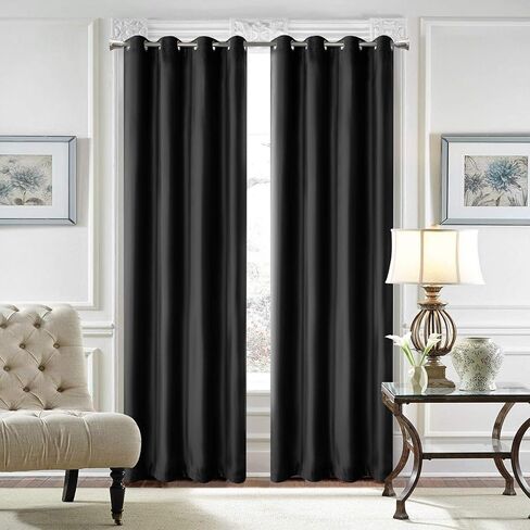 LOYOLADY Black Velvet Curtains 102 inches Long 2 Panels Set Bedroom Darkening Curtains Thermal Insulated Curtains for Living Room 52" W x 102" L in Kuwait