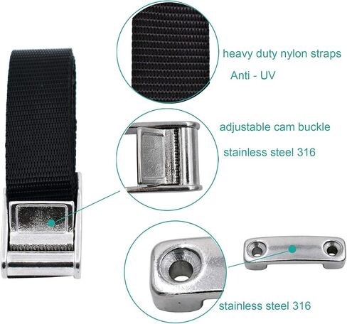 YYST Cooler Tie-Down Kit Strap Improved Cooler Straps Compatible with Yeti RTIC Igloo Coleman Coolers W SS 316 Buckle and 316 Deck Loop to Keep Your Cooler Secured - No Cooler – Type B (2) in Saudi Arabia