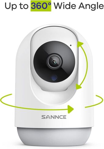 كاميرا SANNCE IP كاميرا أمان ذكية قابلة للإمالة واي فاي، كاميرا 1080 بكسل داخلية للحيوانات الأليفة وكاميرا 360 درجة مع صوت ثنائي الاتجاه، كشف الحركة البشرية، إنذار بلمسة واحدة، تخزين بطاقة Cloud وSD، تعمل مع Alexa in Kuwait