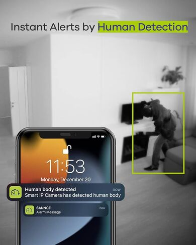 كاميرا SANNCE IP كاميرا أمان ذكية قابلة للإمالة واي فاي، كاميرا 1080 بكسل داخلية للحيوانات الأليفة وكاميرا 360 درجة مع صوت ثنائي الاتجاه، كشف الحركة البشرية، إنذار بلمسة واحدة، تخزين بطاقة Cloud وSD، تعمل مع Alexa in Kuwait