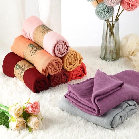 Oudain 8 Pack Muslin Baby Blankets Swaddle Soft Cotton and Bamboo Fiber Blankets Breathable Skin Friendly Newborn Receiving Gender Neutral Unisex Nursery Swaddling Blankets 47 x 47 Inch for Boy Girl in Saudi Arabia