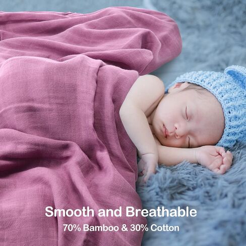 Oudain 8 Pack Muslin Baby Blankets Swaddle Soft Cotton and Bamboo Fiber Blankets Breathable Skin Friendly Newborn Receiving Gender Neutral Unisex Nursery Swaddling Blankets 47 x 47 Inch for Boy Girl in Saudi Arabia