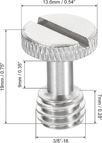 PATIKIL 3/8"-16 Thread 19mm Length Camera Quick Release Screw Tripod Screw, 2 Pack Stainless Steel Flat Slot Screws for DSLR Camera Rig Accessories, Silver in Saudi Arabia