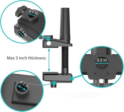 3 inch Bed Clamp Mount Replacement for Gooseneck Lazy Phone Arm, Desk Clamp Holder for Mic Boom Scissor Arm in Kuwait
