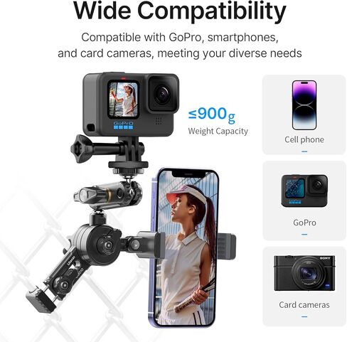 ملحقات حامل حامل السياج لـ Gopro - ULANZI CM010 Action Camera سياج مشبك حامل الهاتف ملحقات تسجيل الفيديو لـ Gopro Hero 12 11 10 9 8 7 6 5 أسود/DJI Action 3 4/insta360 in Kuwait