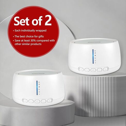 مجموعة الة ضوضاء بيضاء مكونة من قطعتين مع حامل اكريليك جمالي، مكبر صوت خارجي مدمج اثقل، 30 صوت طبيعي مهدئ للنوم، 3 مؤقتات تعمل بتيار متردد او USB، الة صوت للاطفال والكبار in Kuwait