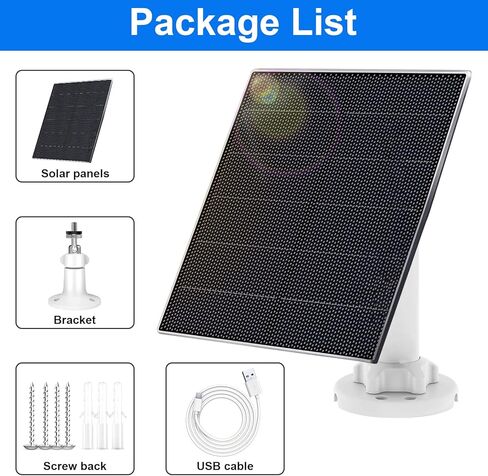 لوحة شمسية Yakry 5W لكاميرا الأمان اللاسلكية في الهواء الطلق، IP65 مصدر طاقة لوحة شمسية مقاومة للماء لكاميرا طاقة البطارية، كاميرا C3 متوافقة في الهواء الطلق، دعامة تثبيت قابلة للتعديل (عبوة واحدة) in Kuwait