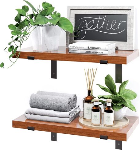 Floating Shelves Wall Shelves, Bathroom Shelves for Wall Decor, Set of 2 Wall Shelves for Bedroom, Wood Shelves Wall Mounted Shelves for Wall Storage, Hanging Shelves, Wood Floating Shelves Bathroom in Saudi Arabia