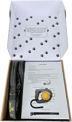 Leave it Leash - 5 ft. Durable Dog Leash with Water Bowl & 14 ft. Water Spray with Trigger | Dog Hiking Accessories | Collapsible Dog Bowl, Training Dog Leash | Dog Water Bottle Grey in Saudi Arabia
