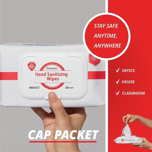 Mediwiper 160 Wipes Refreshing Wet Wipes Antibacterial Hand Wipes Alcohol-Free Travel Size | Travel Hand Sanitizer Wipes | 80 count, 2 pack in Saudi Arabia