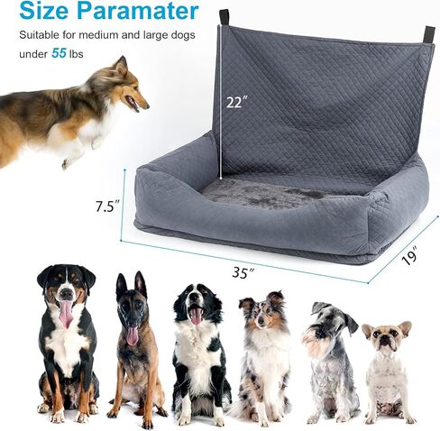 مقعد سيارة للكلاب من Dlownne للكلاب المتوسطة الكبيرة، سرير سيارة للكلاب، مقعد معزز للحيوانات الأليفة مع أشرطة قابلة للتعديل، حبال أمان متعددة الوظائف، سرير سفر للكلاب، مقاعد خلفية للسيارة قابلة للإزالة وقابلة للغسل، تناسب حقيبة السيارة ذات الدفع الرباعي in Kuwait