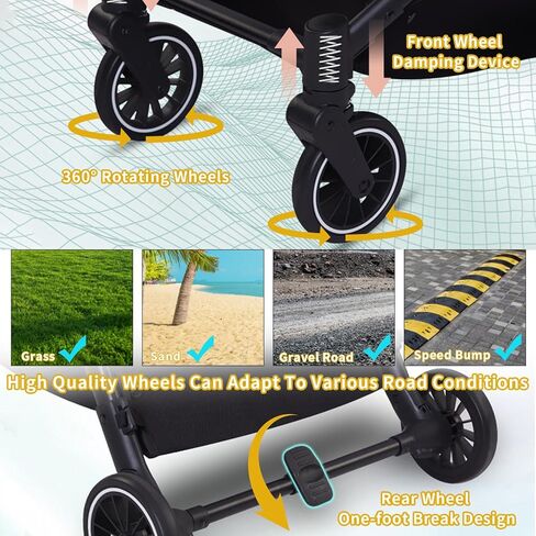 عربة كلب مزدوجة 4 عجلات قابلة للفصل لكلبين للمشي في الهواء الطلق، عربة حيوانات أليفة مزدوجة قابلة للقفل لقطتين، حامل حيوانات أليفة ذاتي الطي للحيوانات الأليفة الصغيرة والمتوسطة 22 رطل + 33 رطل زيارات الطبيب البيطري (أخضر) in Kuwait